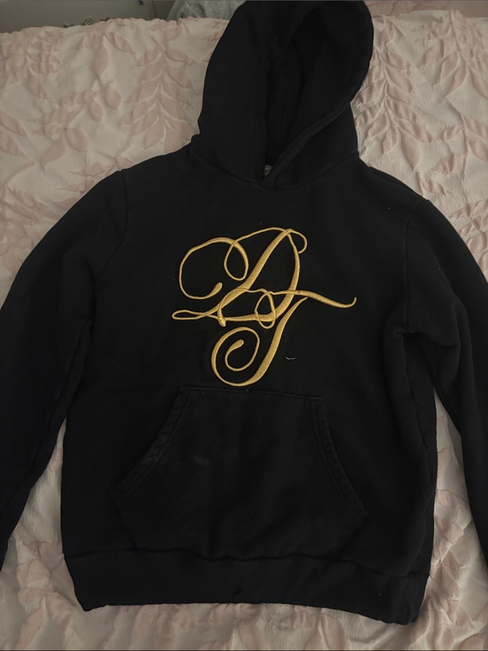 Denim Tears Metallic Gold Script Hoodie